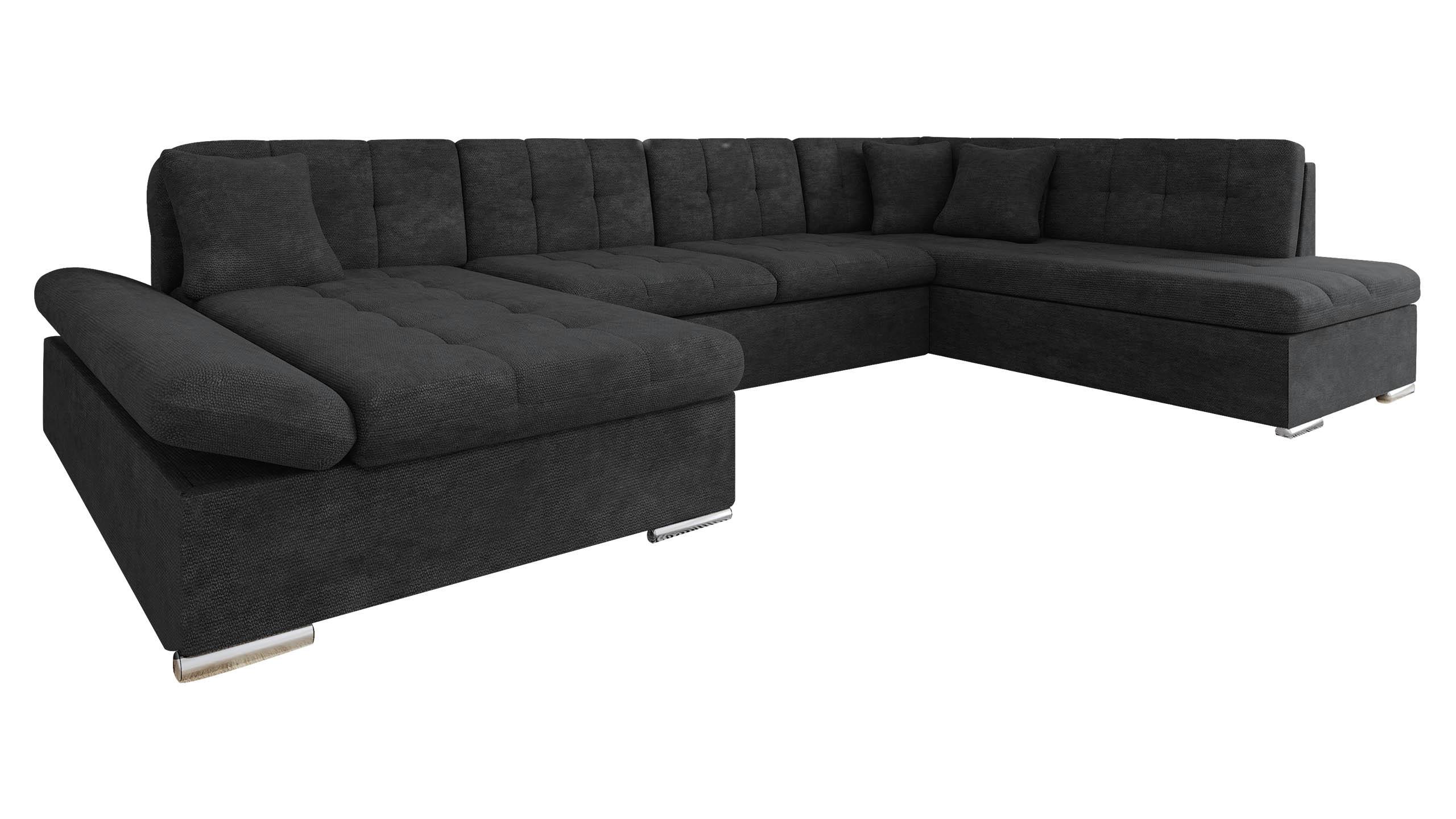 ECKSOFA Bergen, Seite: Links - Anthrazit/Silberfarben, Holz/Textil (345/76/205cm) - MIRJAN24