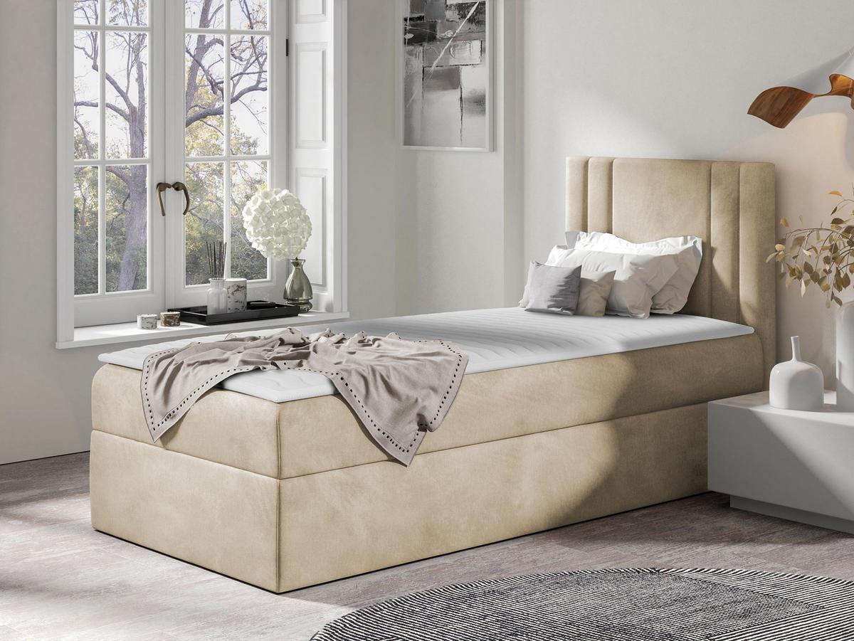 BOXBETT Carmen Mini, Seite zum Öffnen des Bettkastens: Rechts - H3 - Naturfarben, Holz (100/200cm) - MIRJAN24
