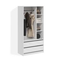 KLEIDERSCHRANK Trento Weiß mit 2 Schubladen - Weiß, Holzwerkstoff (100/200/50cm) - Livinity®