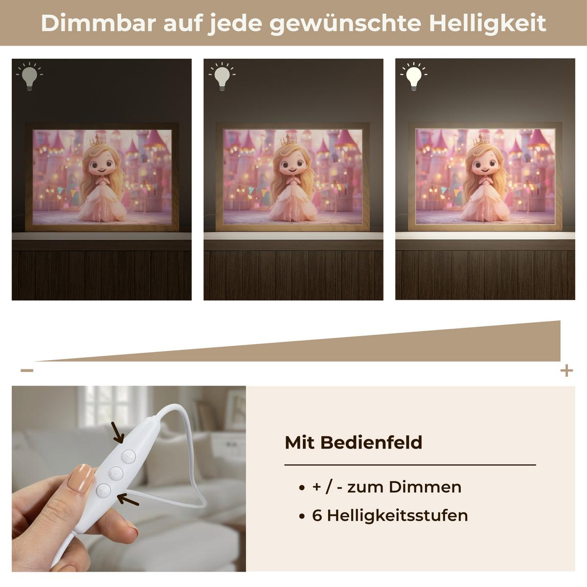 WANDLEUCHTE Prinzessin - Rosa - Schloss 30x20 cm - Rosa, Holzwerkstoff (30/20/8cm) - OnlyWow