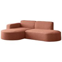 ECKSOFA Hana L-Form 3-Sitzer Ecke Links, Boucle, Terra 241/73/168 cm - Terracotta/Schwarz, Textil/Metall (241/168cm) - WFL GROUP