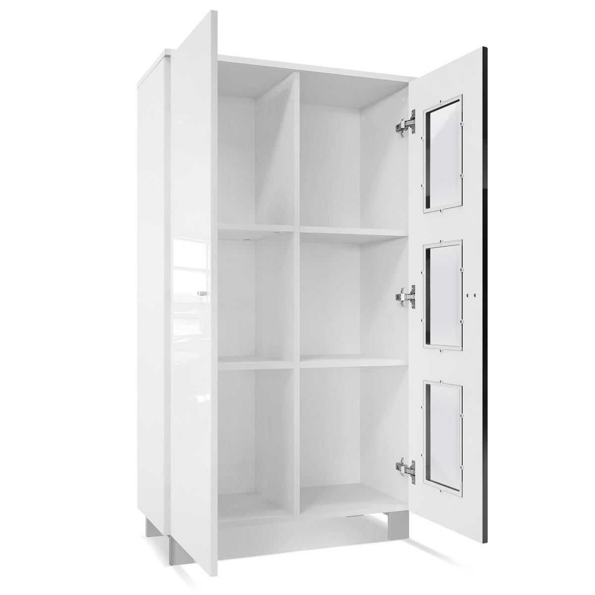 VITRINE Denjo Tür in Schwarz Hochglanz - Schwarz Hochglanz, Holzwerkstoff (71/129/35cm) - Vladon