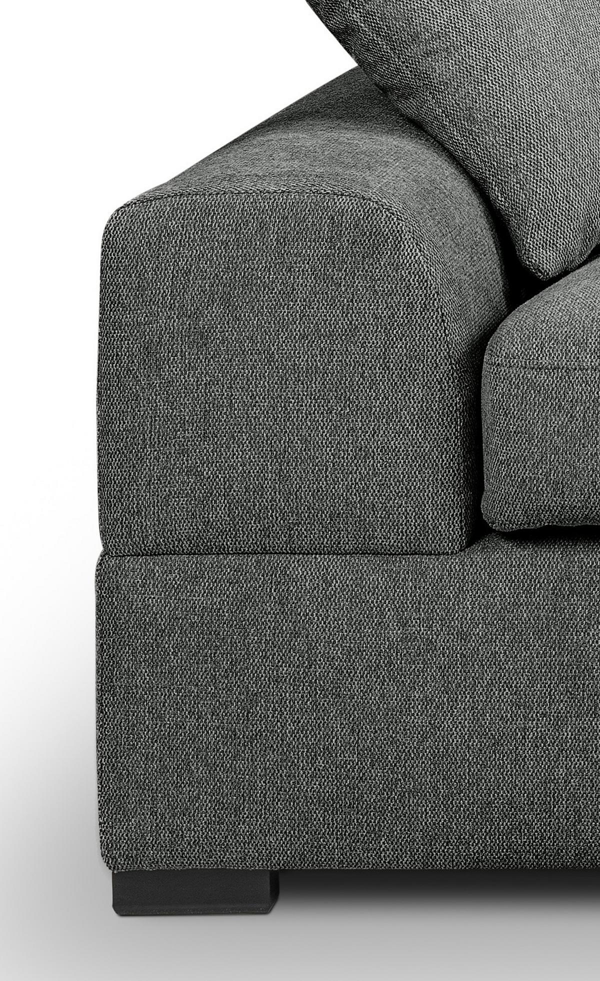 SOFA grau Strukturstoff 308 cm, Ecksofa 5-Sitzer, L-Sofa Ottomane rechts - Schwarz/Grau, Holz/Textil (308/186cm) - Inn.Furn