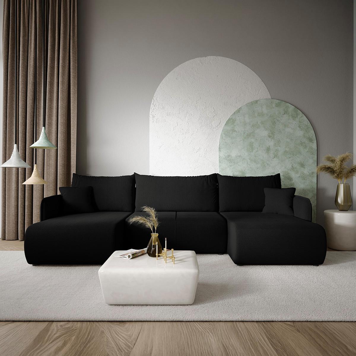 PANORAMASOFA Claudio 5 Sitzplätze Schwarz - Schwarz, Holz (290/86/148cm) - Petits-meubles