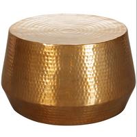 COUCHTISCH orientalisch Aluminium Hammerschlagstruktur mit praktischer Ablage, Gold 60x60x36 cm - Goldfarben, Metall (60/60/36cm) - KADIMA DESIGN