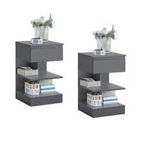 NACHTTISCH 2er Set, Beistelltisch Grau 39x39x65 cm - Grau, Holzwerkstoff (39/65/39cm) - SoBuy