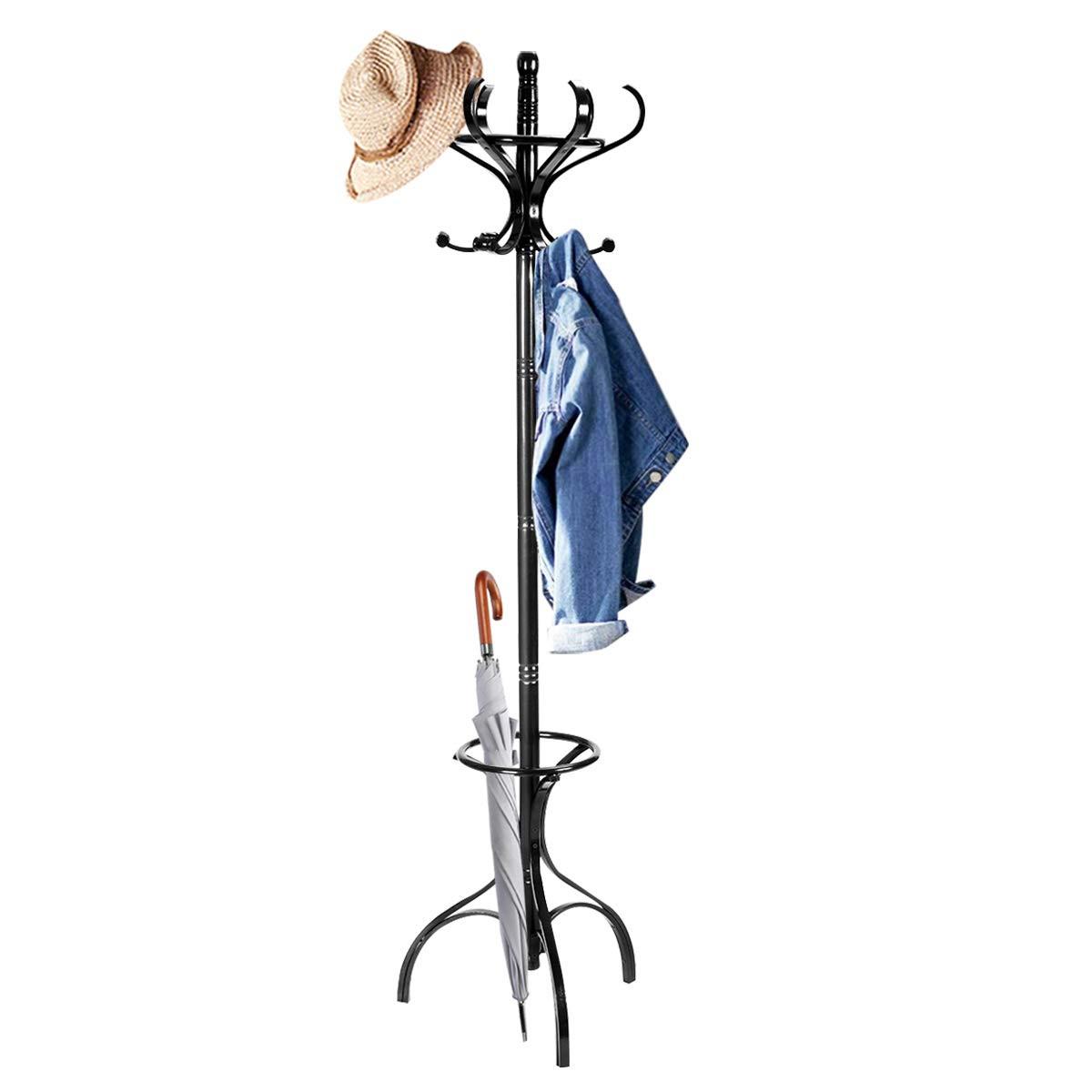 GARDEROBENSTÄNDER Schwarz - Schwarz, Holz (47.5/182/45cm) - COSTWAY