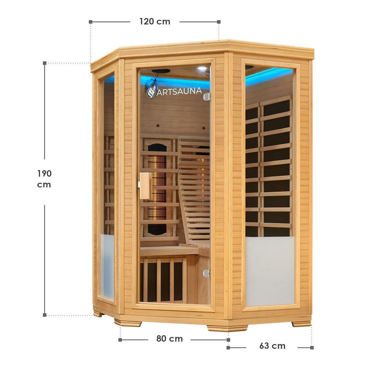 INFRAROTKABINE Aalborg mit Dual Technologie & Hemlockholz - Naturfarben, Holz (120/190/120cm) - Artsauna