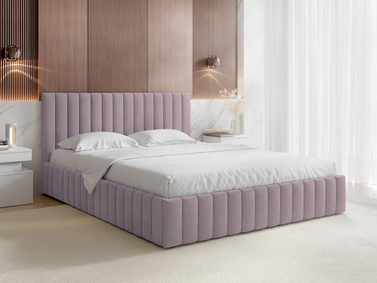 POLSTRBETT Lewezo - Violett/Naturfarben, Holzwerkstoff/Textil (180/200cm) - MIRJAN24