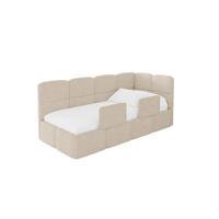 EINZELLBETT Jugendbett mit Bettkasten, Links - KIVY 80x200 Beige - Beige, Holzwerkstoff/Textil (80/200cm) - ALTDECOR