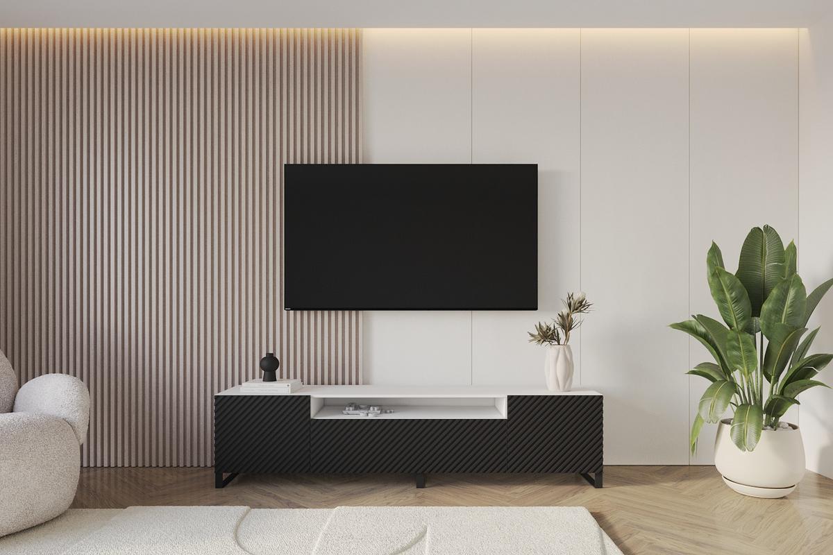 LOWBOARD ZENO-S 200x53x41 cm - Weiß / Schwarz - Schwarz/Weiß, Holzwerkstoff (200/53/41cm) - ALTDECOR
