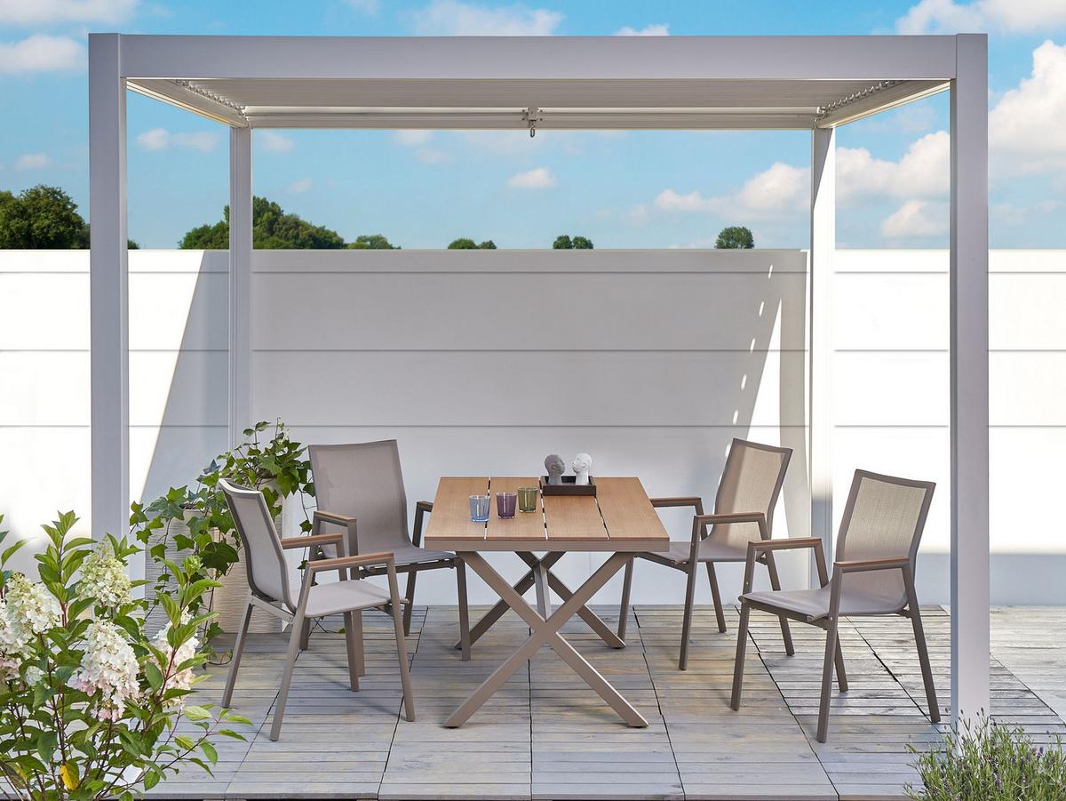 GARTENMÖBEL-SET 4-Sitzer Grau Tiano - Hellbraun/Grau, Metall - Beliani
