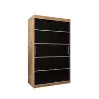 SCHWEBETÜRENSCHRANK 200/120/62 2-türig - Silberfarben/Schwarz, Holz/Kunststoff (120/200/62cm) - MÖBEL KRYSPOL