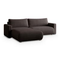 ECKSOFA TURIN P Braun Kordstoff mit Schlaffunktion - Braun/Grau, Holz/Kunststoff (265/183cm) - MASSENO