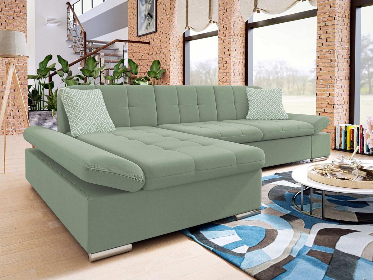ECKSOFA Montana, Seite: Links - Hellgrün, Holz/Textil (278/161cm) - MIRJAN24
