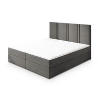 BOXBETT LARIO 160x200 cm mit Matratze und Topper - Grau - Grau, Holz (160/200cm) - MASSENO