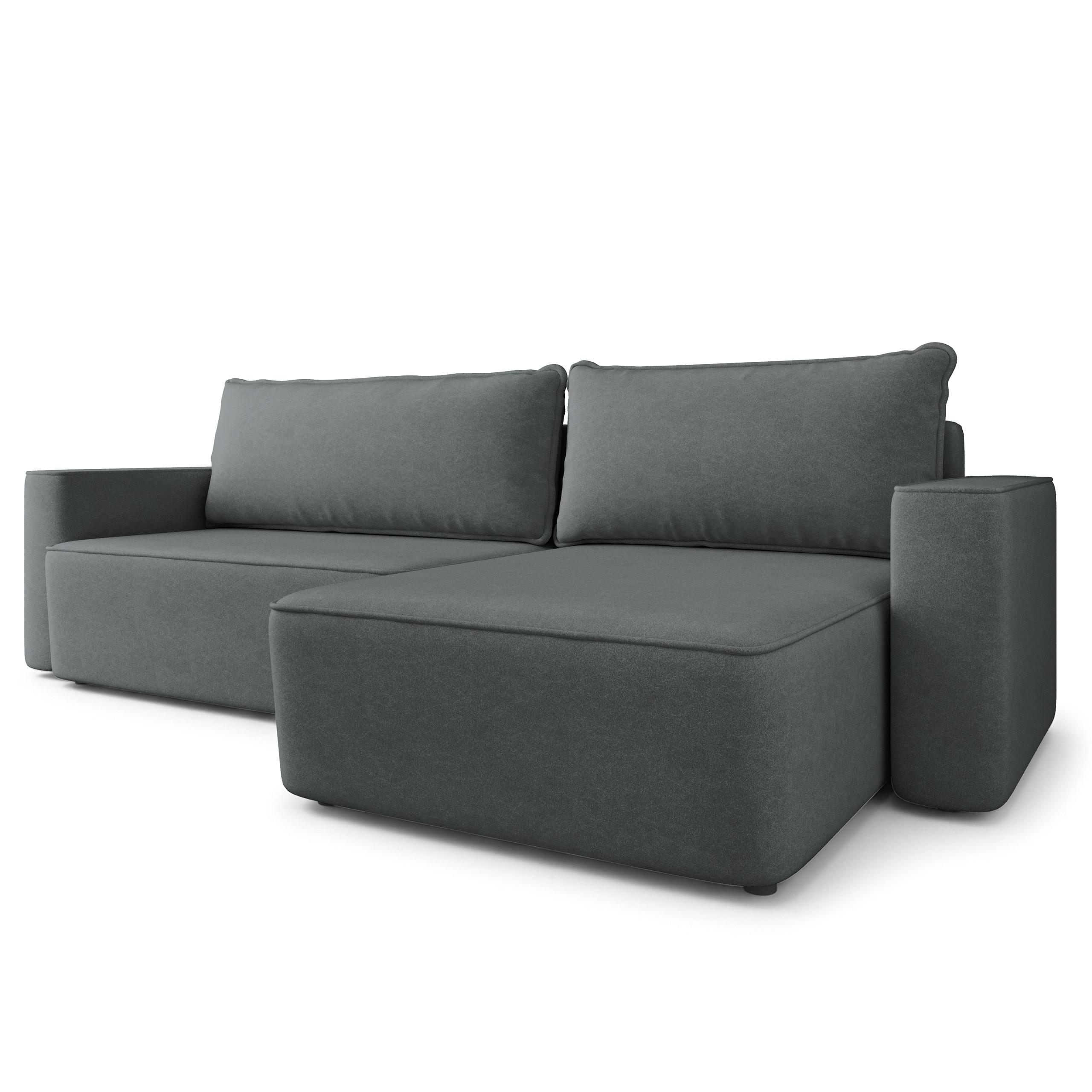 ECKSOFA BELARO CL Grau Samtstoff mit Schlaffunktion - Grau, Holzwerkstoff/Textil (280/162cm) - MASSENO
