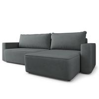 ECKSOFA BELARO CL Grau Samtstoff mit Schlaffunktion - Grau, Holzwerkstoff/Textil (280/162cm) - MASSENO