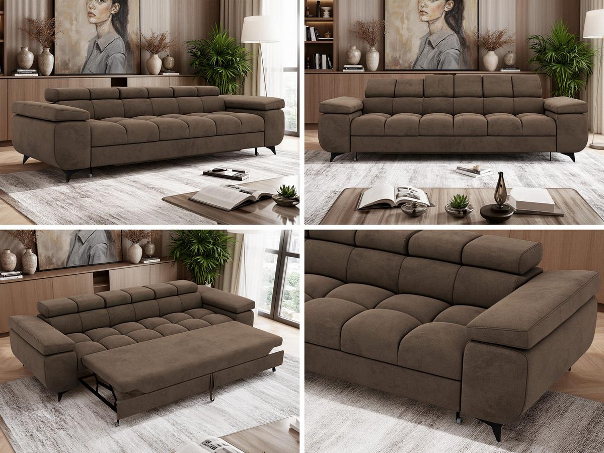 3-SITZER SOFA NIDELLO - Braun Velvet - Schwarz/Braun, Textil/Metall (260/70/97cm) - MKS