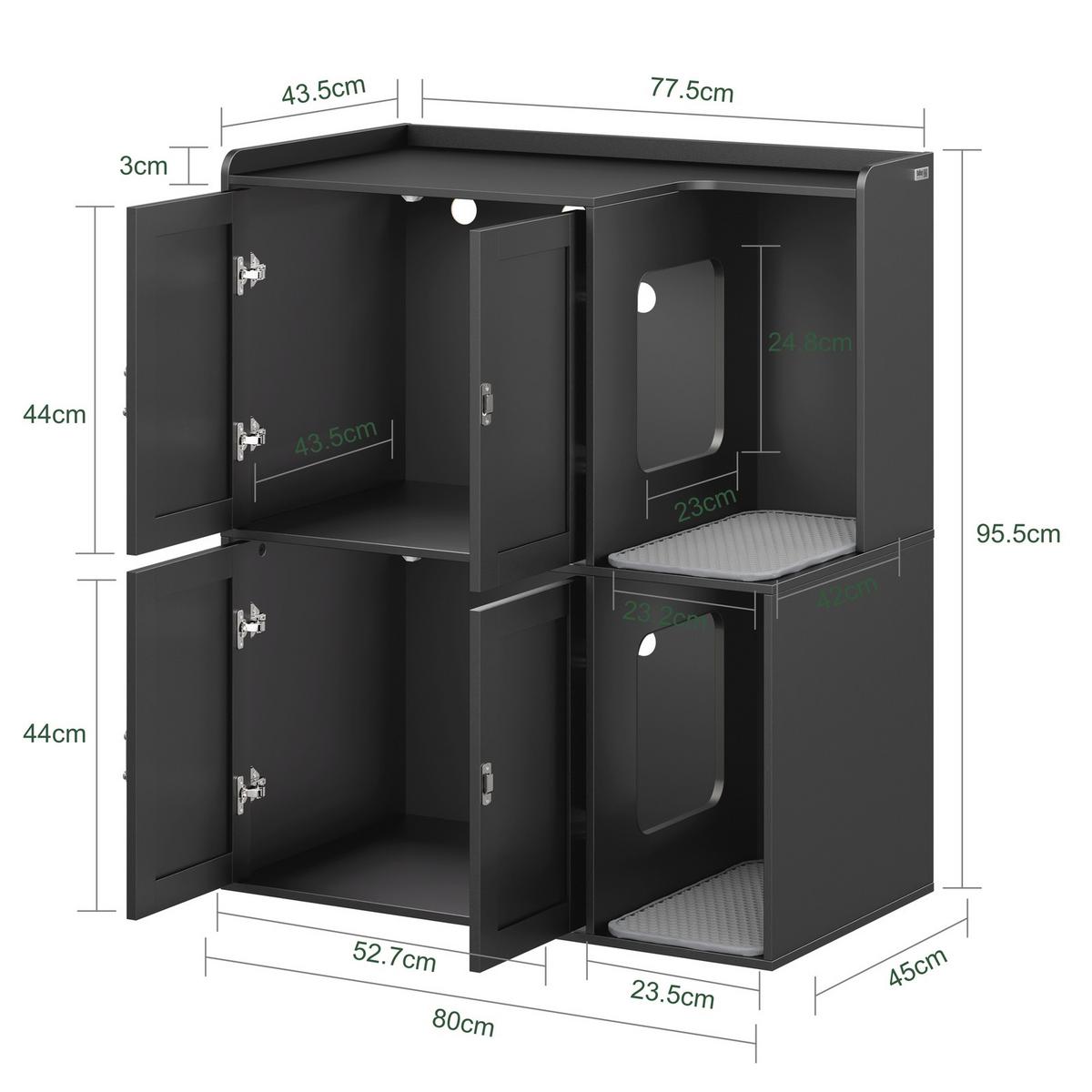 KATZENHAUS mit Katzenklo und Liegeflächen HAT09-E-SCH - Schwarz, Holzwerkstoff (45/95.5/80cm) - SoBuy