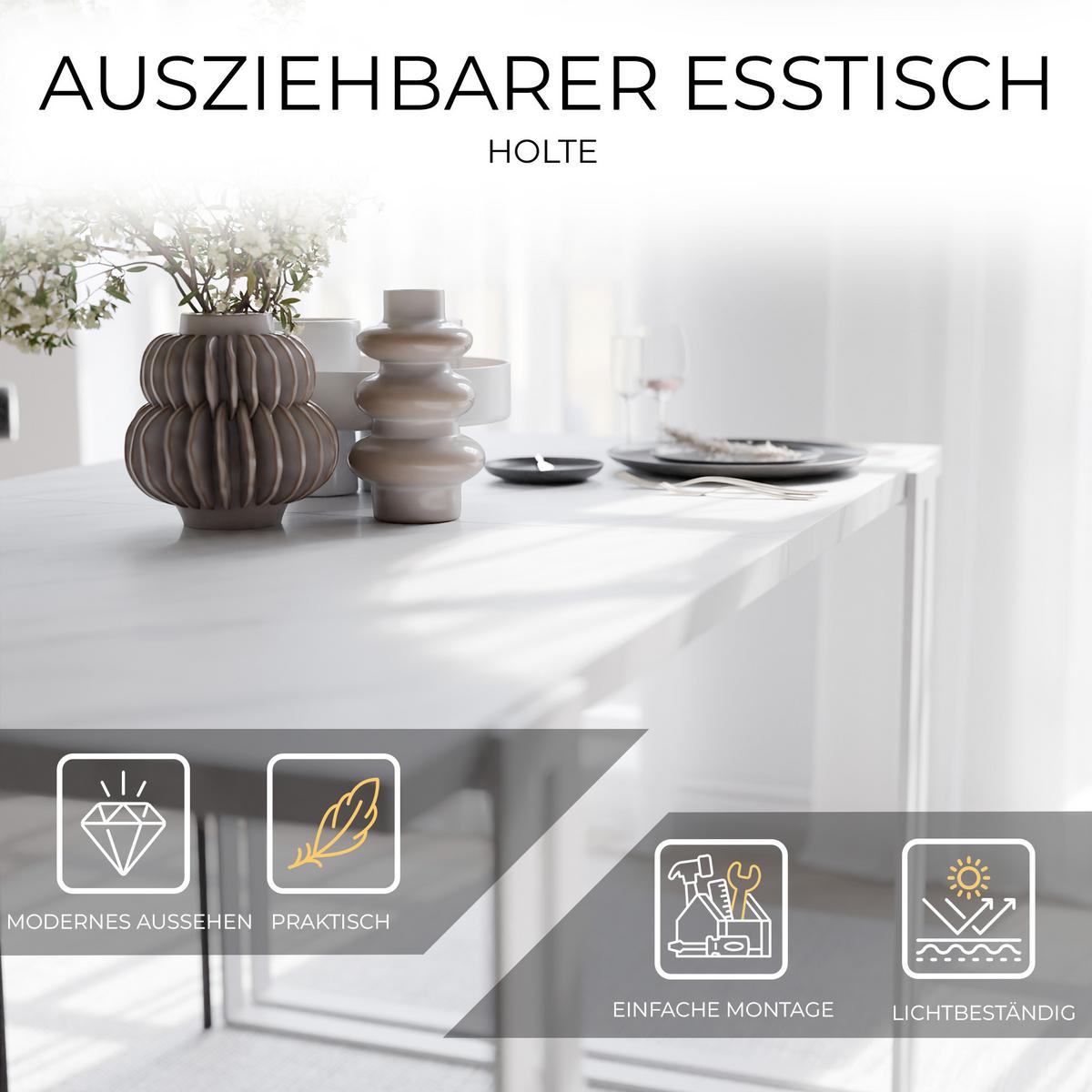 TISCH ausziehbar aus MDF, Weiß - Weiß, Holzwerkstoff (160/80/76cm) - Idohome