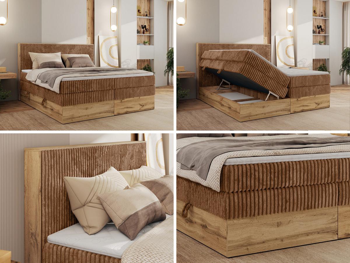 BOXBETT WOOD CLASSIC KING 160/200 - Orange Cord - H3 - Orange, Textil (160/200cm) - MKS