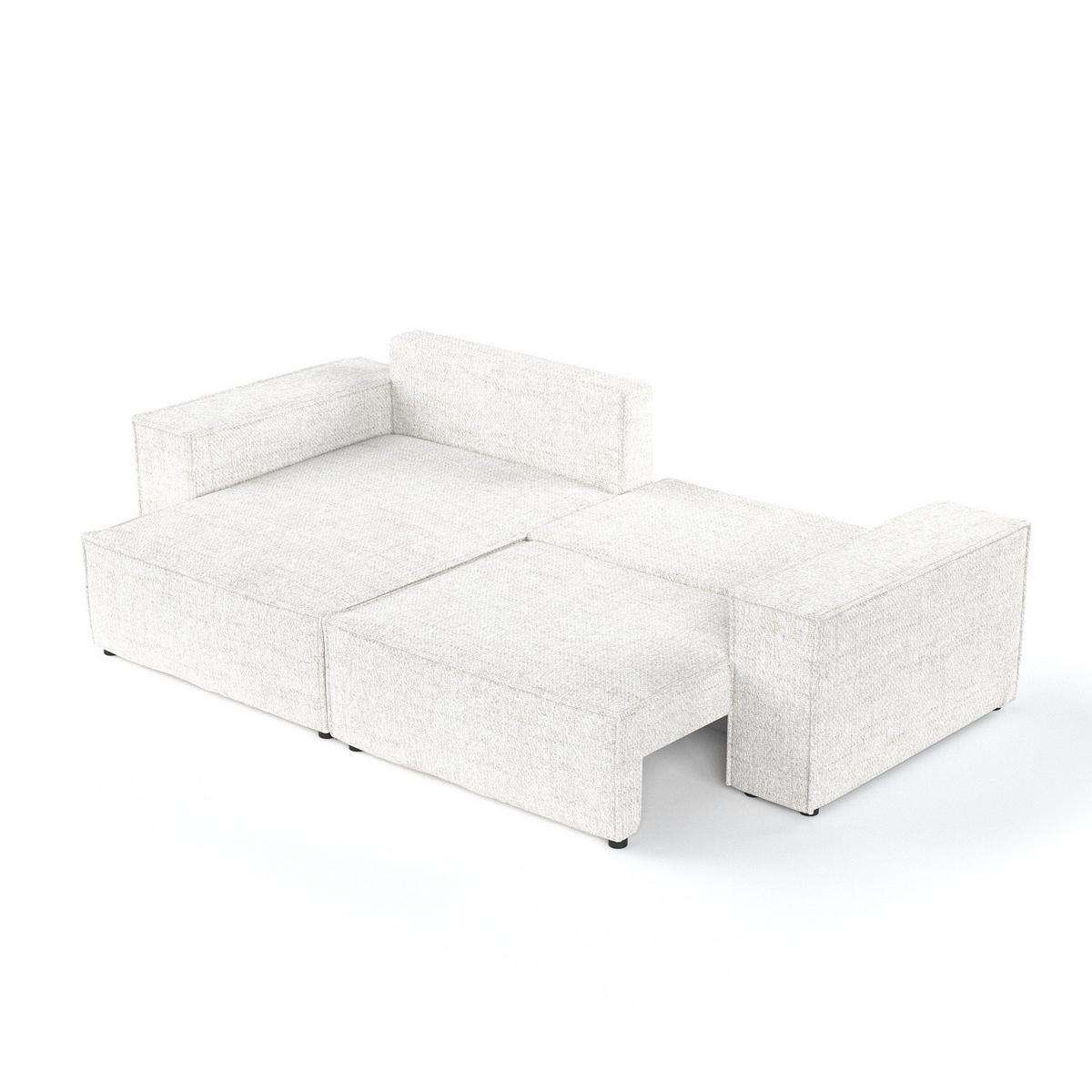 ECKSOFA SENSO mit Schlaffunktion Creme im Neve Stoff - Creme/Schwarz, Holz/Holzwerkstoff (255/148cm) - AltaBeds