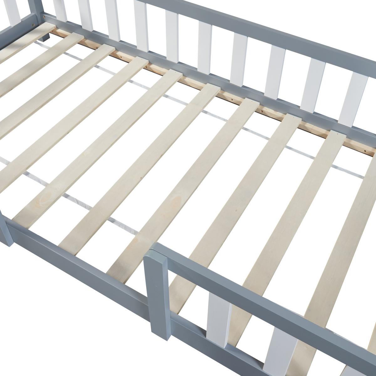 HAUSBETT Sisimiut - Hellgrau/Weiß, Holz (90/200cm) - [en.casa]