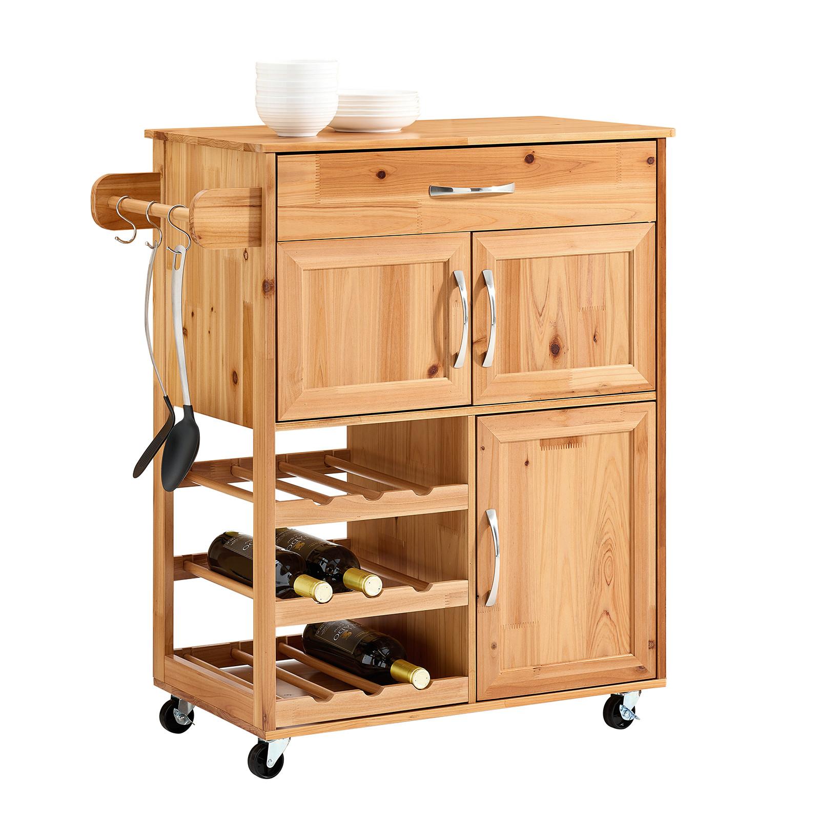 SERVIERWAGEN aus Holz, 66×86×38cm - Naturfarben, Holz (66/86/38cm) - SoBuy
