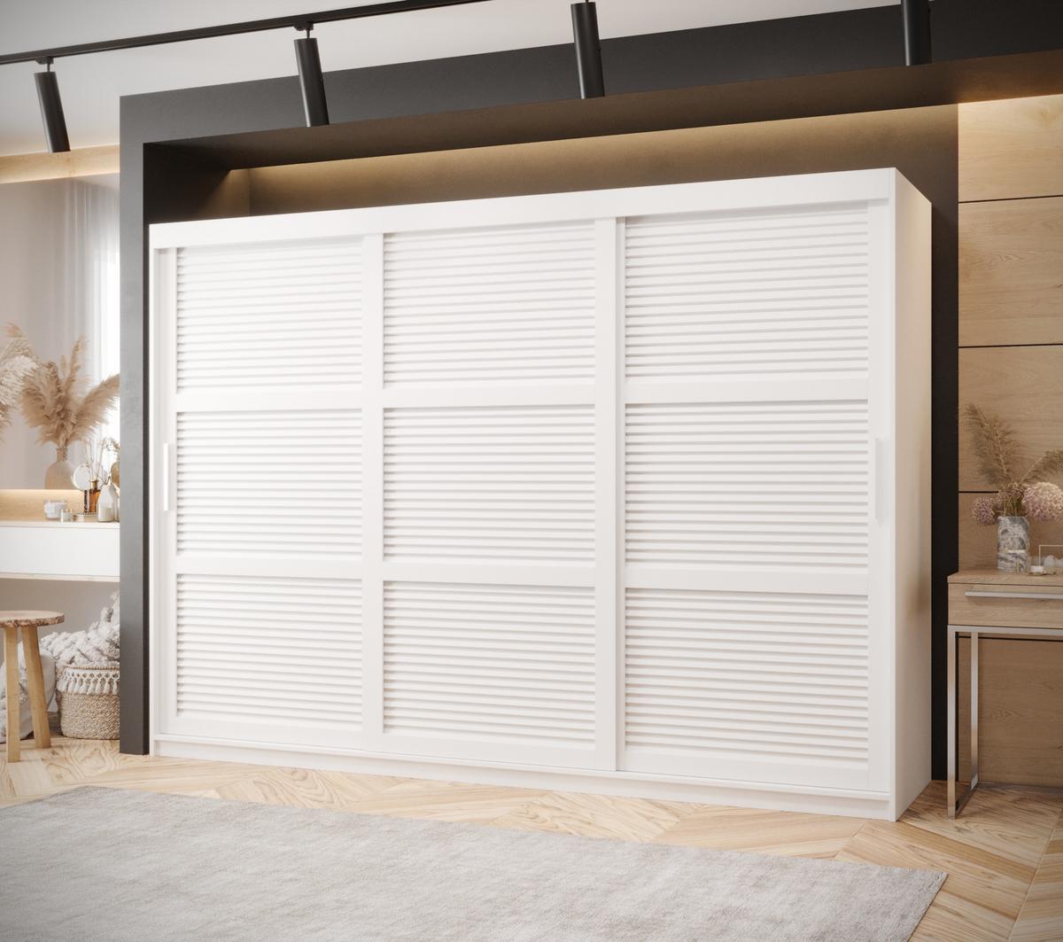 SCHWEBETÜRENSCHRANK 200/250/62 3-türig - Silberfarben/Weiß, Holz/Kunststoff (250/200/62cm) - MÖBEL KRYSPOL