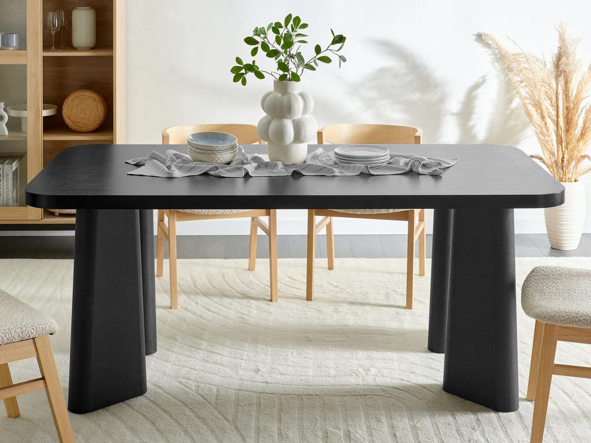 ESSTISCH Schwarz 180/90 cm Atlin - Schwarz, Holzwerkstoff (180/90/75cm) - Beliani
