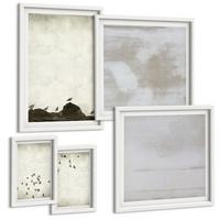 BILDER SET 5er Set - 50x50 cm & 20x30 cm & 40x60 cm Weißer Rahmen - Minimalistische Vögel im Flug - Weiß, Kunststoff (40/60cm) - TULUP