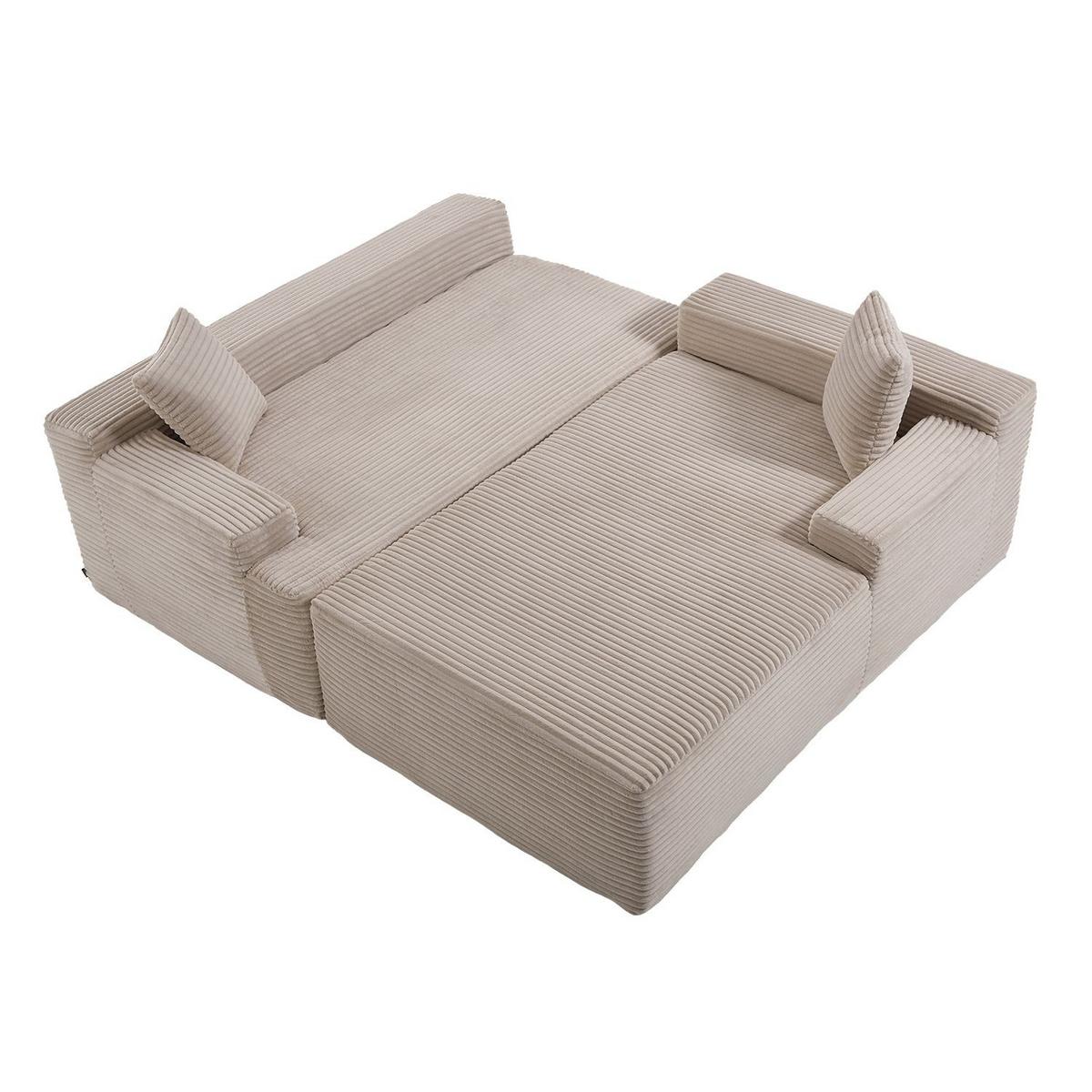 SOFA Coredo taupe Cord - Taupe, Textil (250/155cm) - Juskys