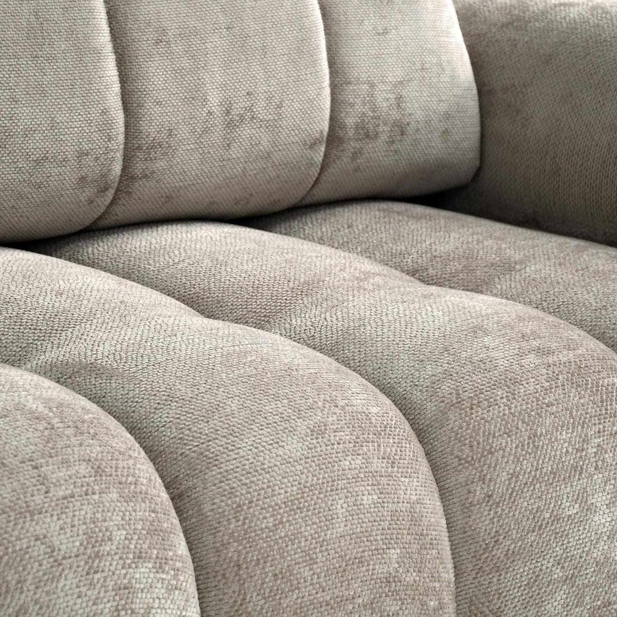 SCHLAFSOFA Mavi 3-Sitzer mit Schlaffunktion, Bettsofa Schlafcouch 195x145 cm, Beige - Beige, Textil (255/100/110cm) - Beautysofa