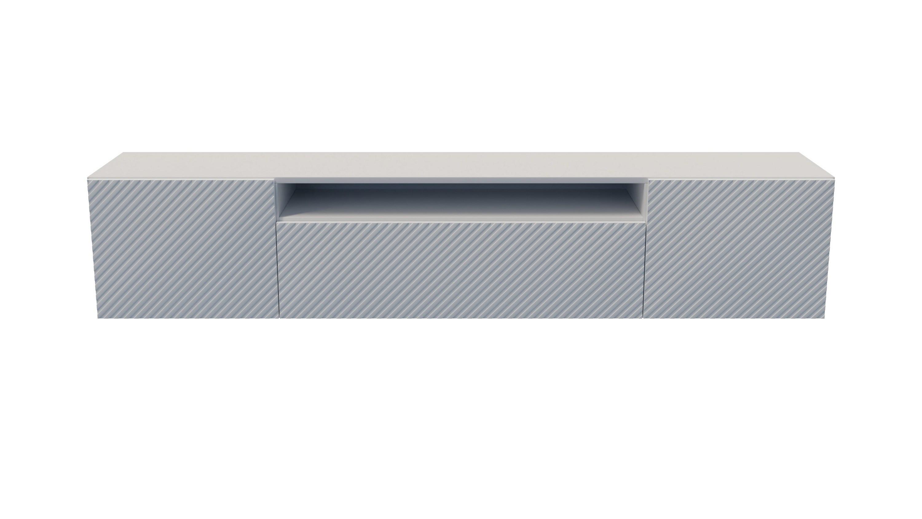 LOWBOARD CAVA 200/41/40 cm, Hängender TV-Schrank Weiß - Weiß, Holzwerkstoff (200/41/40cm) - MASSENO