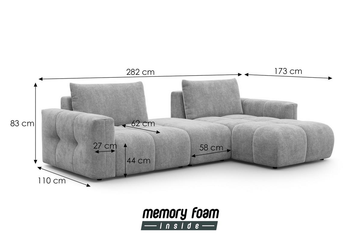 ECKSOFA VERONA 4-Sitzer RECHTS, Khaki - Schwarz/Grün, Holz/Textil (282/173cm) - Courtois Laville