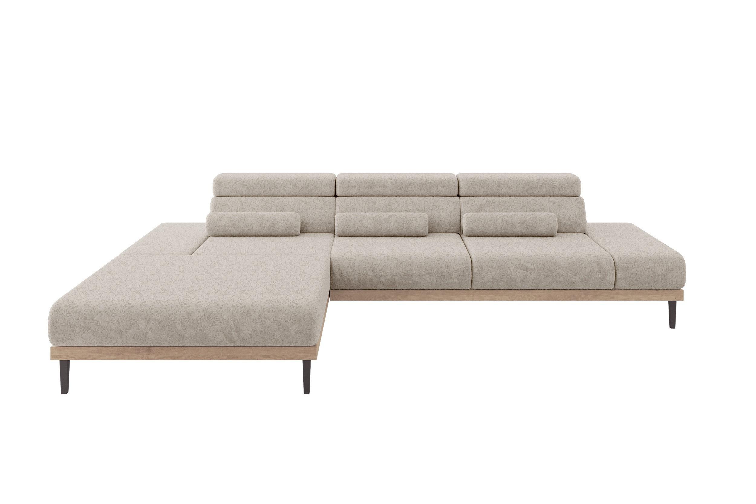 ELEKTRISCHES ECKSOFA Links MONA 316x205x85 Beige Velours - Beige, Holzwerkstoff/Textil (316/205cm) - ALTDECOR
