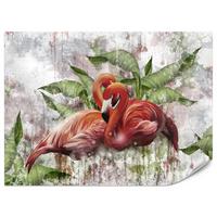 FOTOTAPETE für Schlafzimmer Abstrakte Flamingos Beton Tropische Blätter Palmen Natur 500x350 - Multicolor, Papier (500/350cm) - Muralo