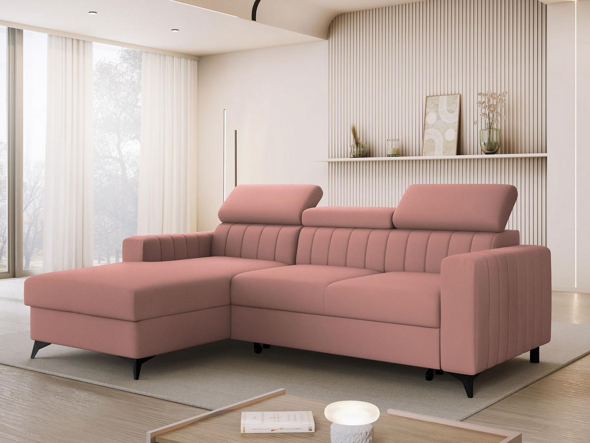 ECKSOFA Milano, Seite: Links LC+2R - Schwarz/Rosa, Holz/Textil (236/172cm) - MIRJAN24