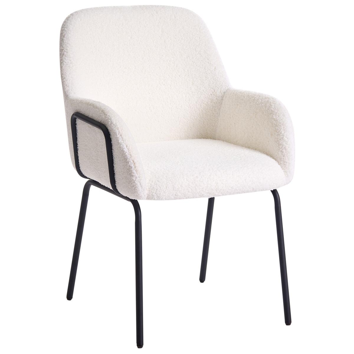 ESSZIMMERSTUHL Bouclé Cremeweiß Algona - Creme, Textil (50/84/67cm) - Beliani
