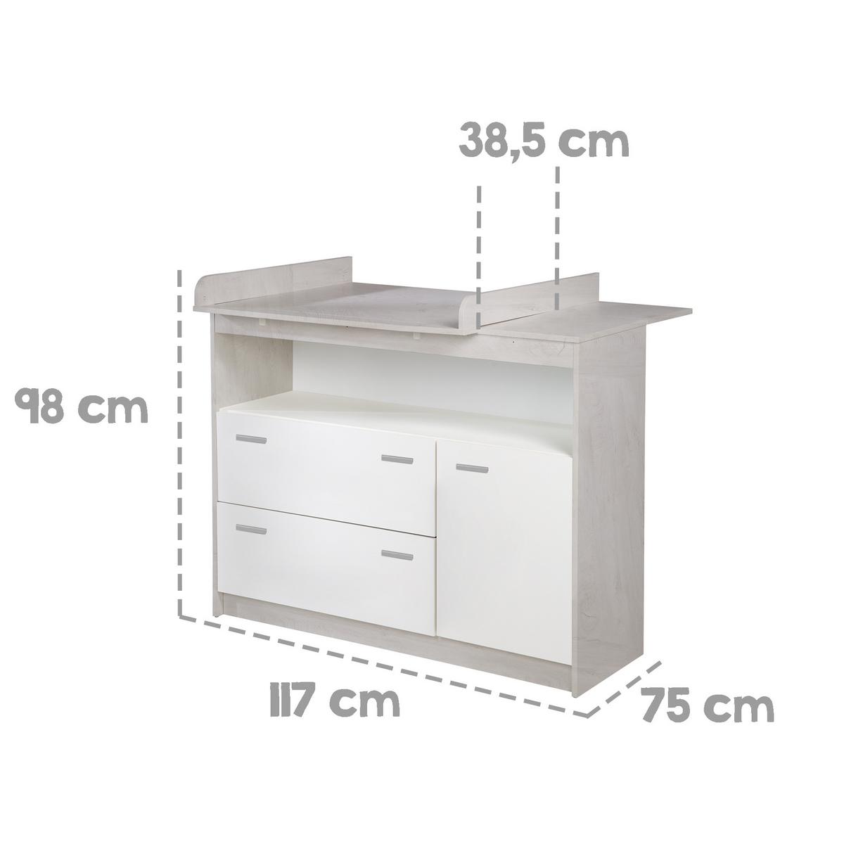 WICKELKOMMODE Julia - Weiß, Holzwerkstoff/Kunststoff (117/98/75cm) - Roba
