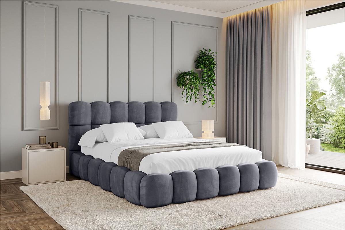 POLSTERBETT mit Bettkasten und Lattenrost, Boxbett ohne Matratze - LEYA 160x200 Dunkelgrau - Dunkelgrau, Holzwerkstoff/Textil (160/200cm) - ALTDECOR