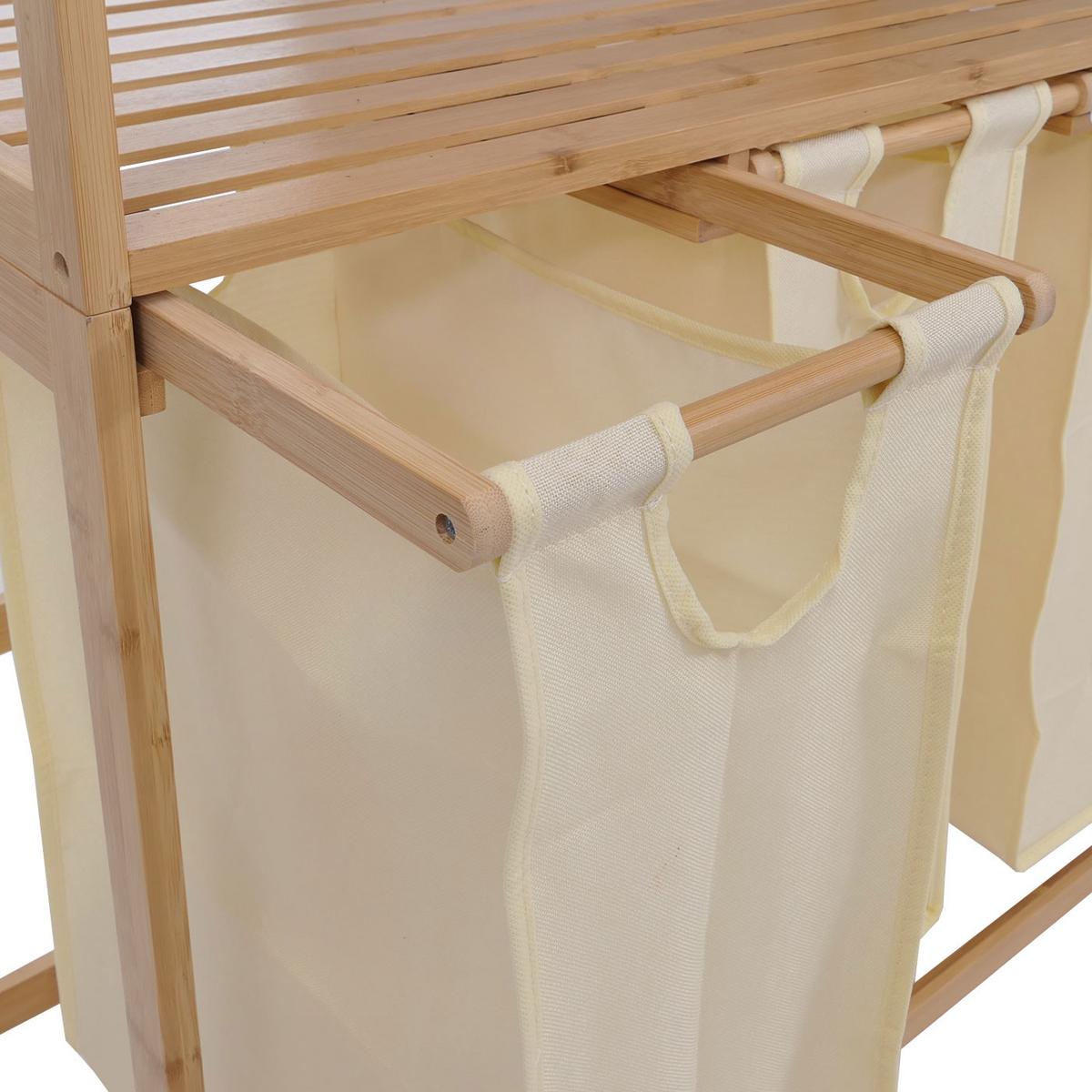 WÄSCHESAMMLER Braun, Cremeweiß - Creme/Braun, Holz (80/125/40cm) - MCW