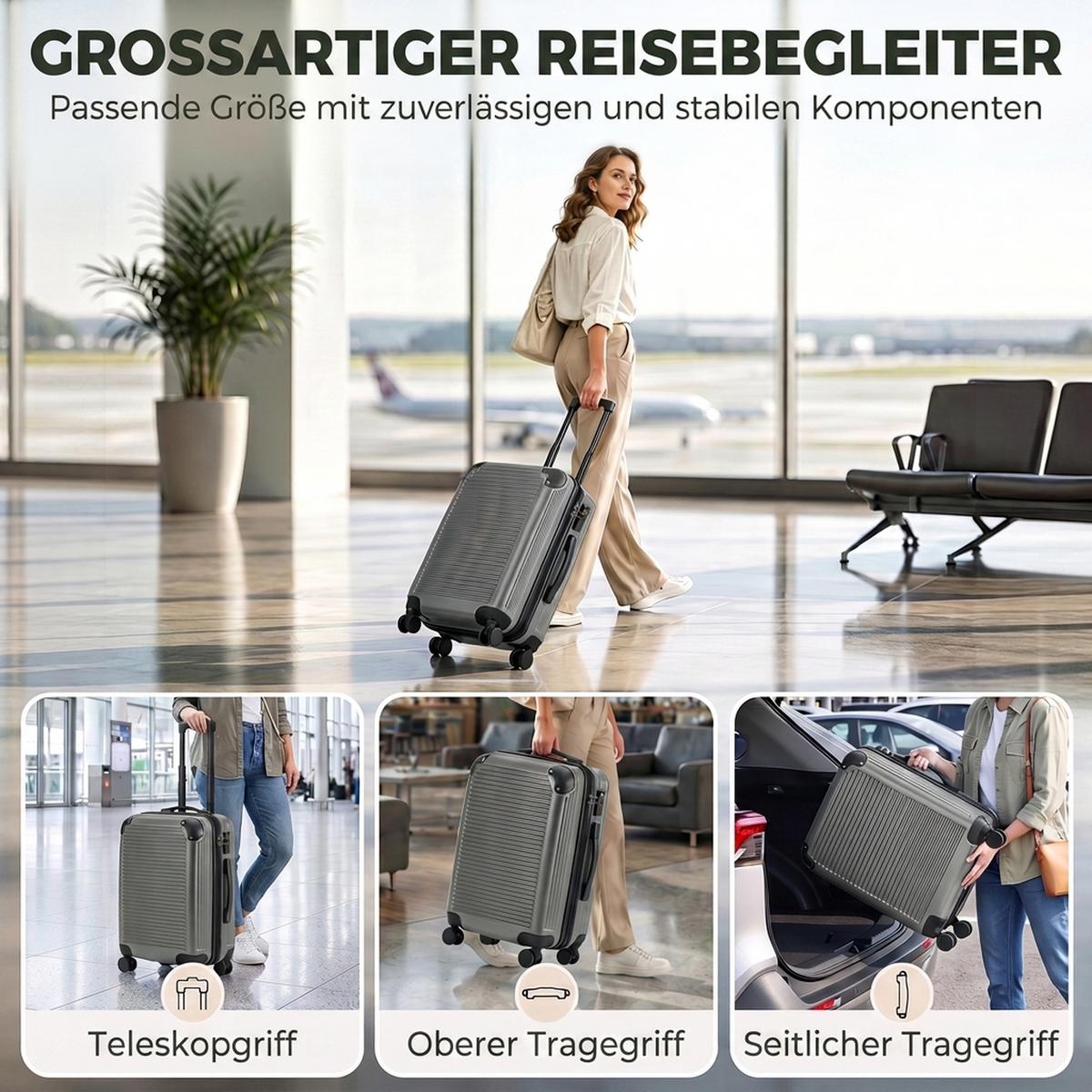 KOFFER ABS Dunkelgrau - Dunkelgrau, Kunststoff (36/56/24cm) - HOMCOM
