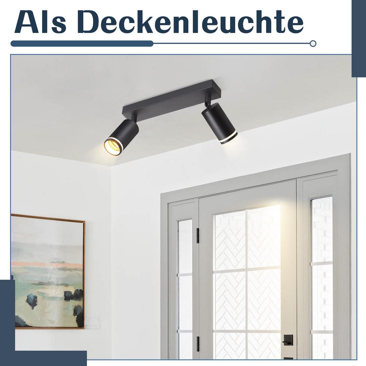 DECKENSTRAHLER Taunus 2-flammig 28.5/5/17 cm - Schwarz, Metall (28.5/5/17cm) - Nettlife