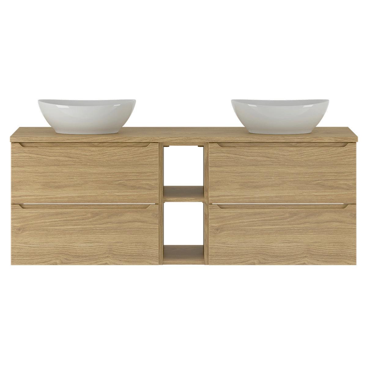DOPPELWASCHTISCH 140.6cm Viggo Holz - Braun, Holzwerkstoff (140.6/52.2/46.5cm) - Petits-meubles