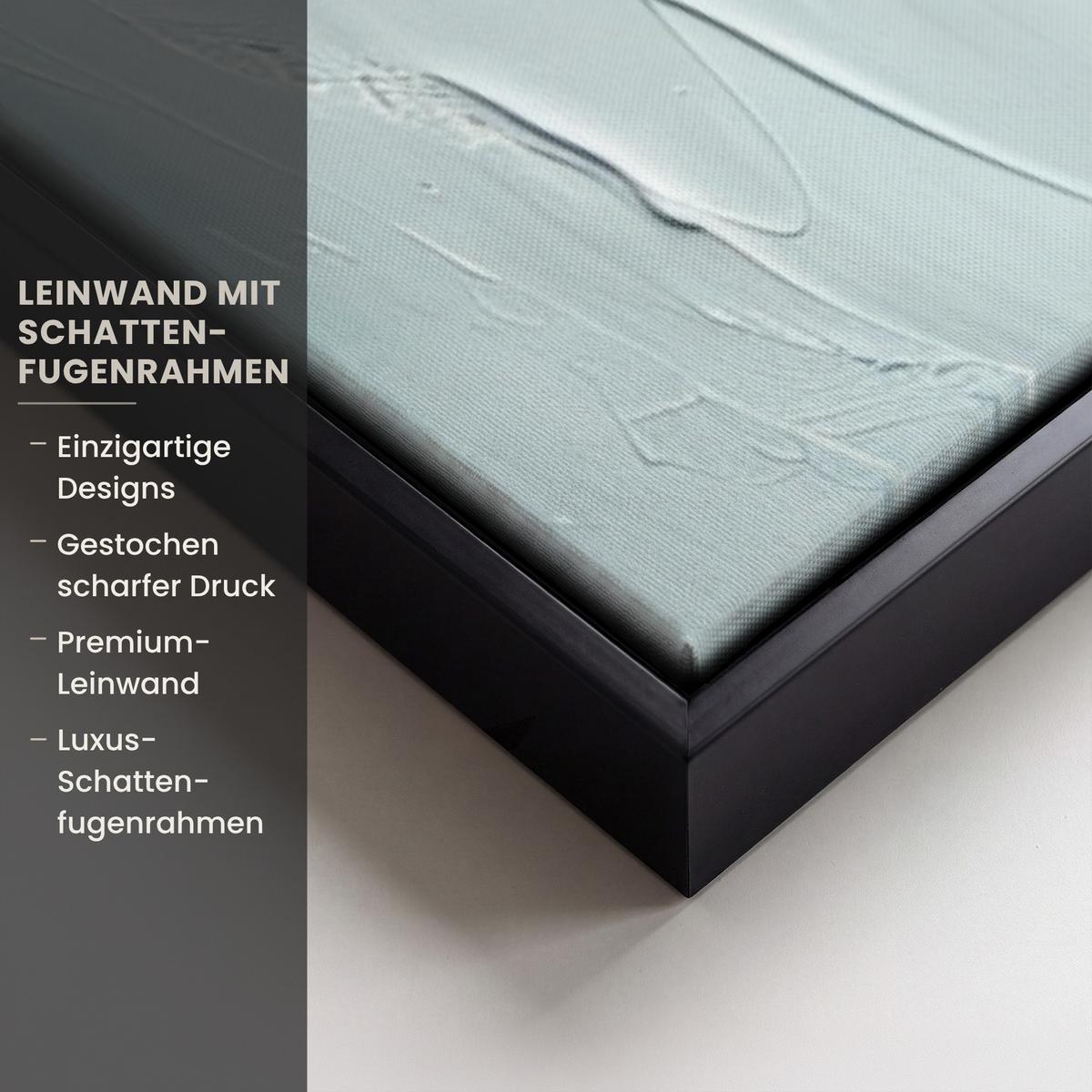 LEINWAND Bilder mit Rahmen - Abstrakt - Kunst - Gold - Blau - 90x60 - Petrol, Textil (90/60cm) - MuchoWow