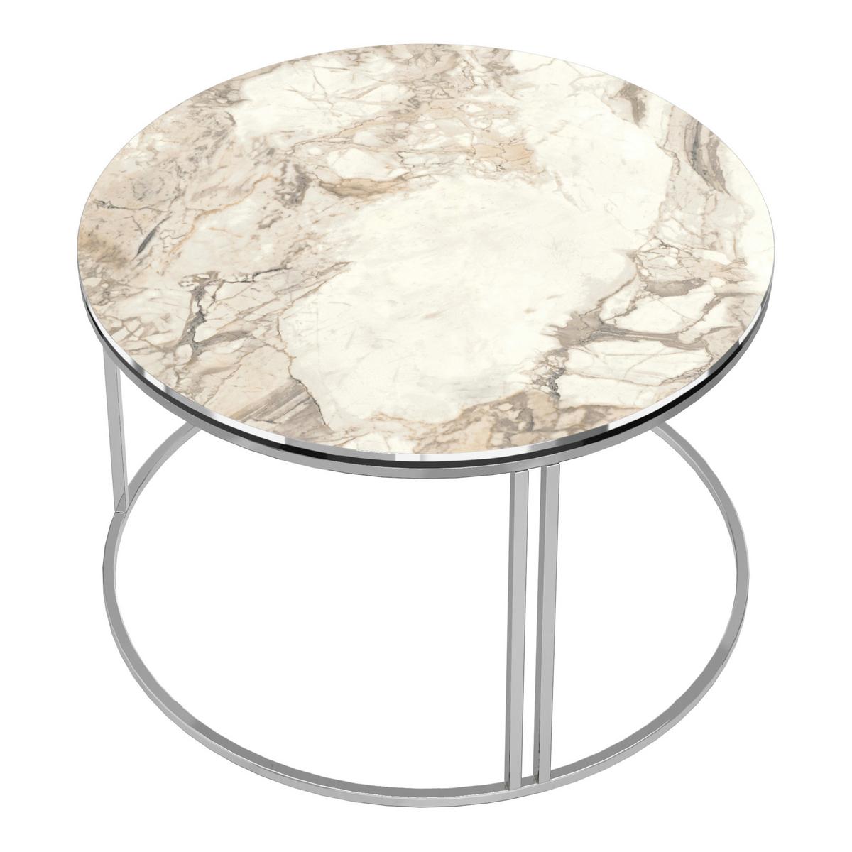 COUCHTISCH Aulum 70/70/50 - Silberfarben/Weiß, Holzwerkstoff/Metall (70/70/50cm) - [en.casa]