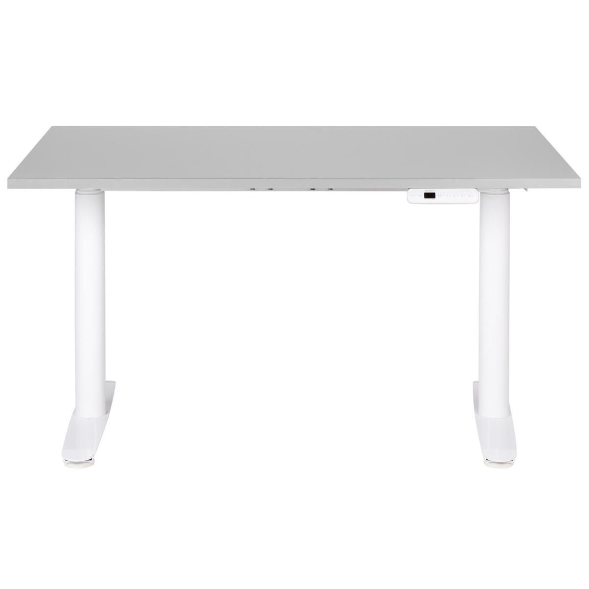 SCHREIBTISCH grauweiß 120/72 cm elektrisch höhenverstellbar Destin IV - Weiß/Grau, Holz (72/120/67cm) - Beliani
