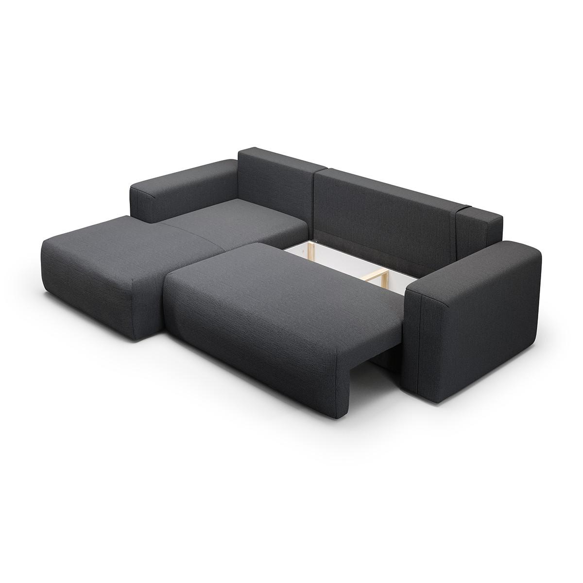 ECKSOFA Bliss 3 Sitzplätze Dunkelgrau - Grau, Holz (268/163cm) - Petits-meubles